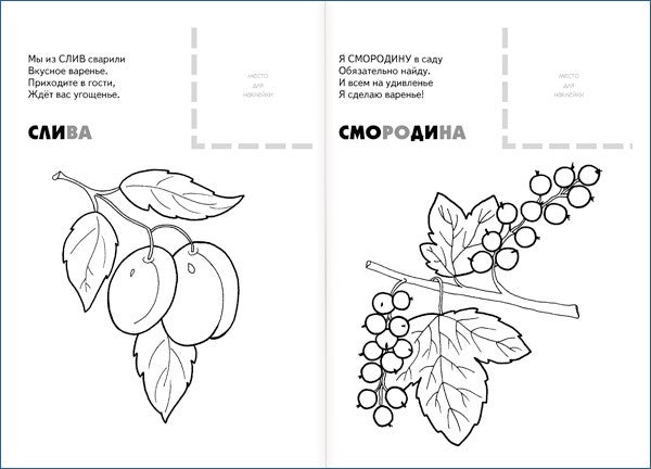 Раскраска с наклейками. Ягоды